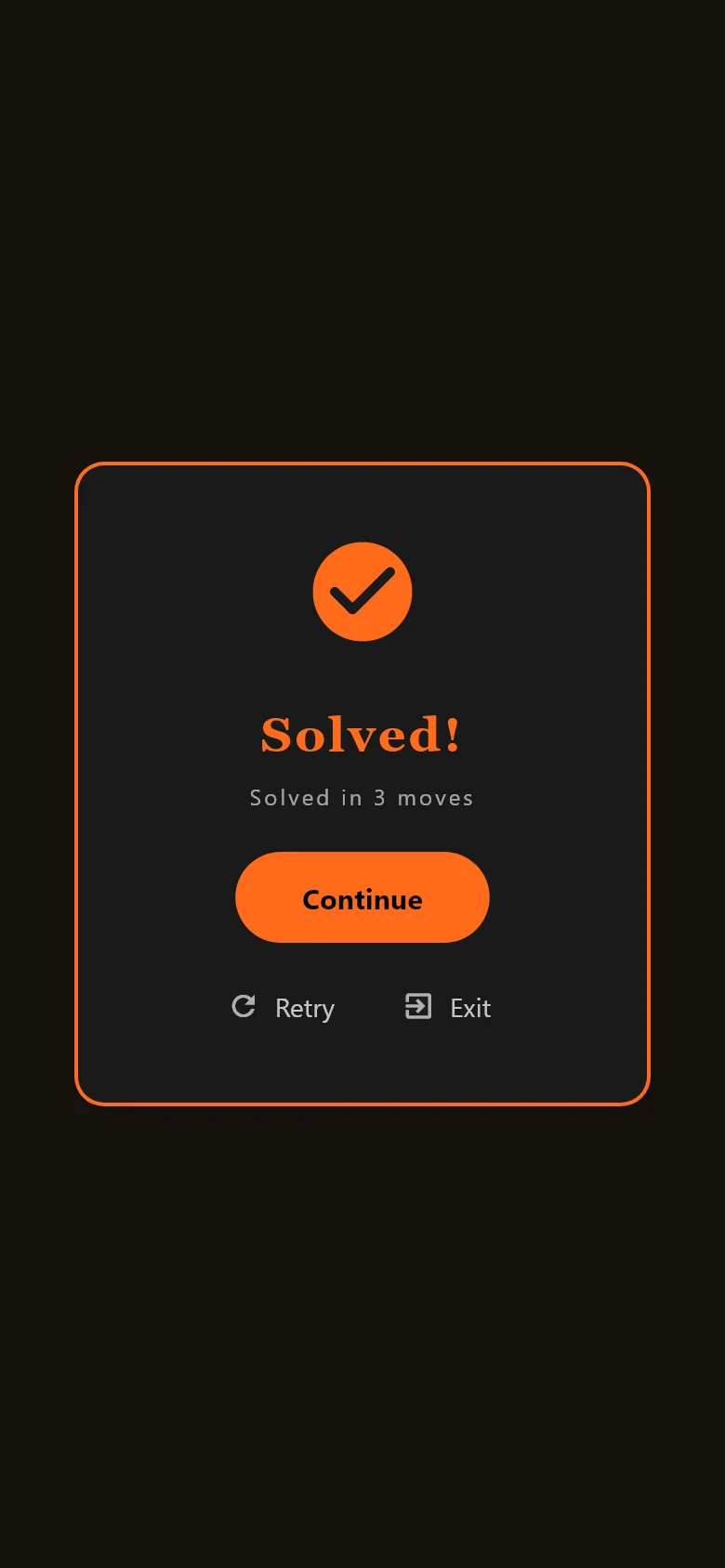 Solved puzzle completion card
