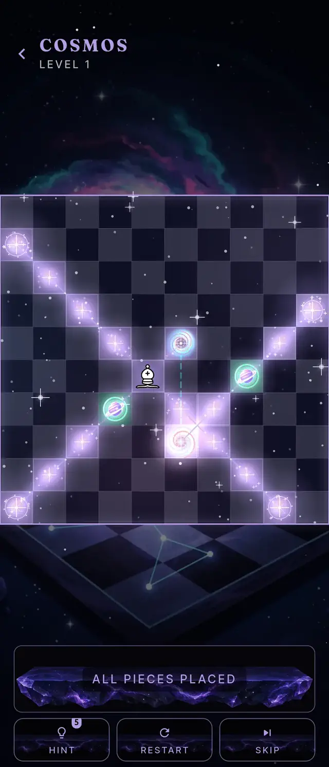 A beam passing through a portal pair on a Cosmos board