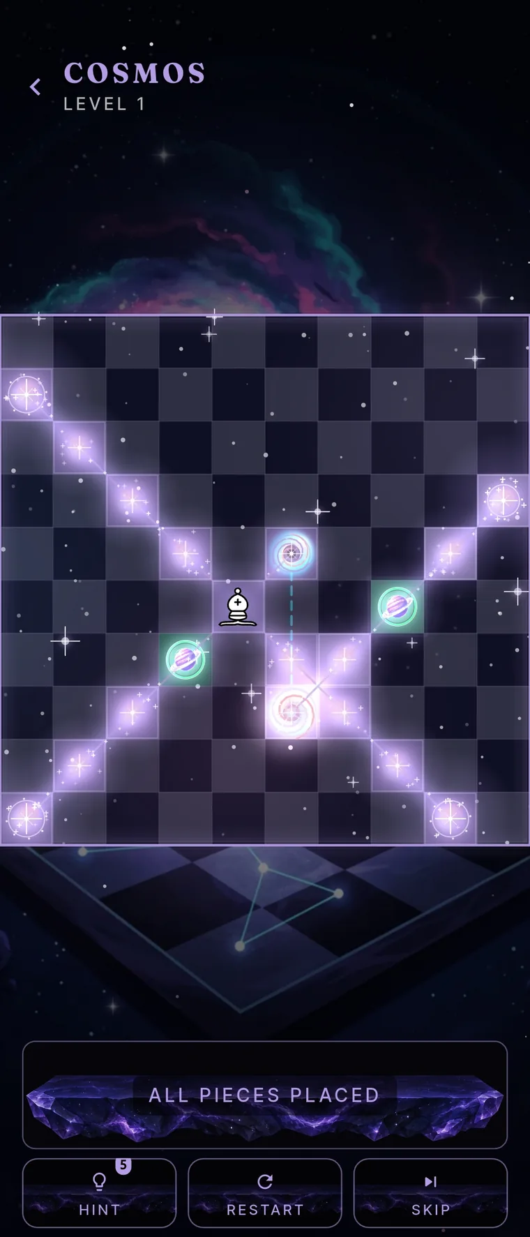 A beam passing through a portal pair on a Cosmos board