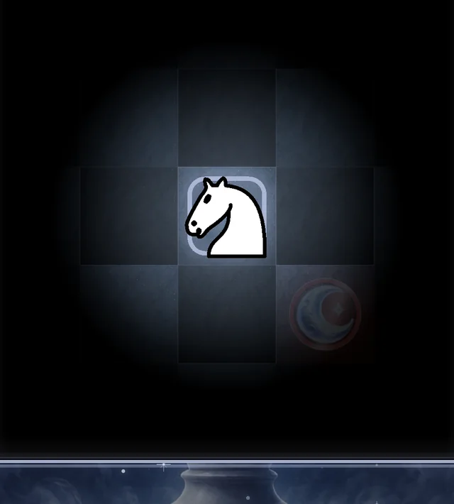 A bishop's pool of light reveals moon targets on the darkened Night board